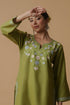 Aarti in Kashmiri Aari Work Cotton Short Kurta – Green